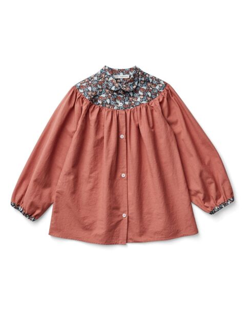 Blouse Coton Bio Col Fleuri Luna terracotta