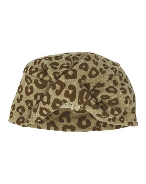Bonnet turban lurex Léopard beige/camel