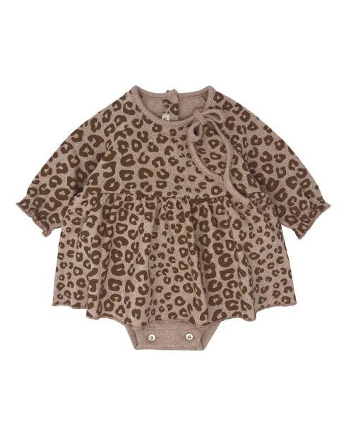 Robe-Body en maille Lurex Léopard beige/camel