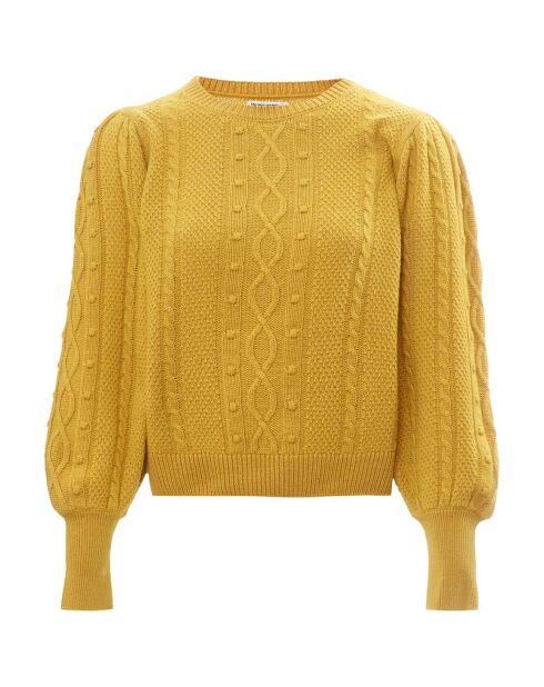 Senfgelber Lourdes-Pullover aus Wollmischung