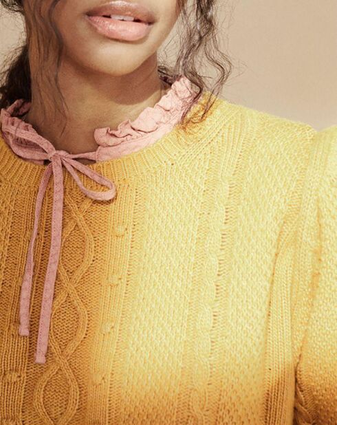 Senfgelber Lourdes-Pullover aus Wollmischung
