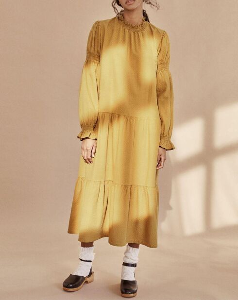 Olivgrünes Kleid Brigitte aus Biobaumwolle
