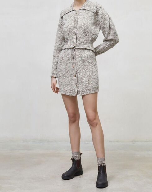 Valeria Cardigan aus 100% Wolle Heather Beige