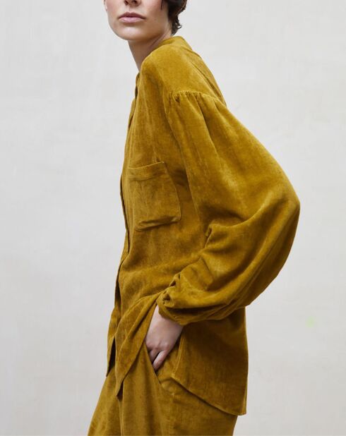 Chemise en Velours Texturé ocre
