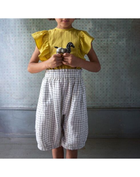 Jupe-culotte 100% Lin Carreaux Hetty écrue