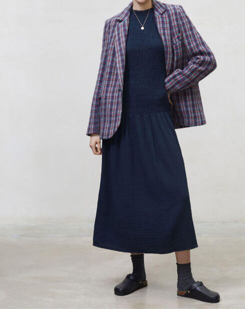 Blazerjacke aus Wollmischgarn in Rosa/Blau