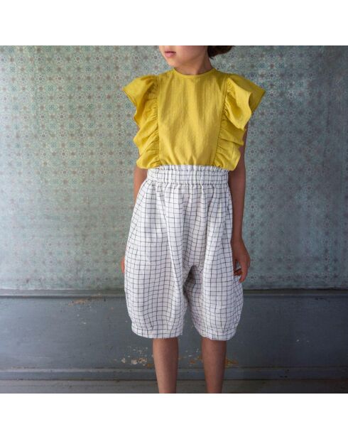 Jupe-culotte 100% Lin Carreaux Hetty écrue
