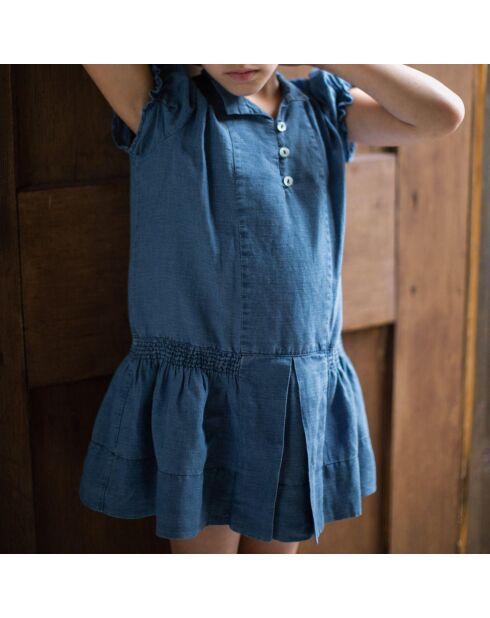 Robe en Lin mélangée Coton et Lucille bleue