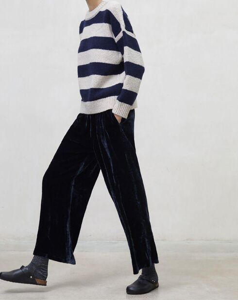 Pantalon en Velours bleu marine