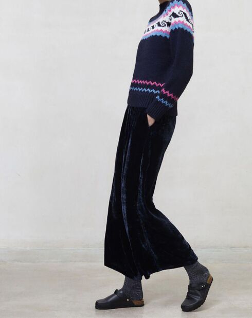 Pantalon en Velours bleu marine