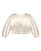 Pull Cropped Lurex Rayé beige/blanc