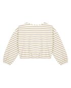 Pull Cropped Lurex Rayé beige/blanc