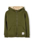 Sweat Zippé à Capuche Fourré Réversible Hooper vert kaki