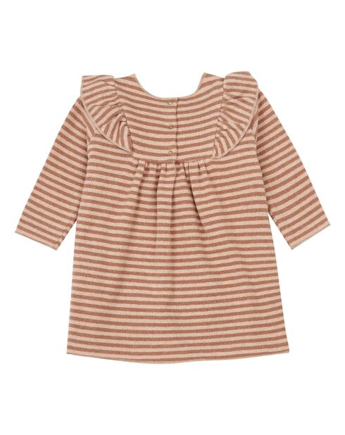 Robe en Maille Rayée Lurex rose