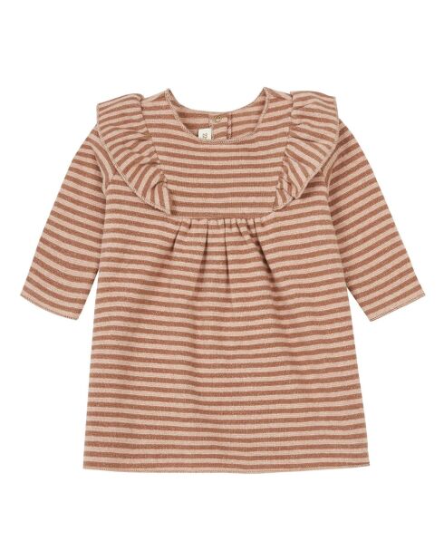 Robe en Maille Rayée Lurex rose