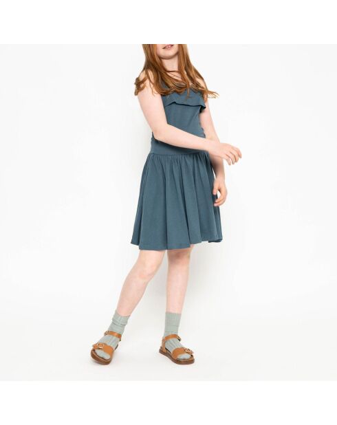 Robe Lis en Coton Bio bleu canard