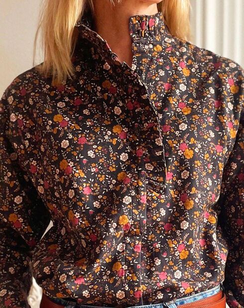 Schwarze Blumenbluse Prairie