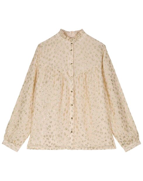 Goldene Lurexbluse Vegas mit Leopardenmuster