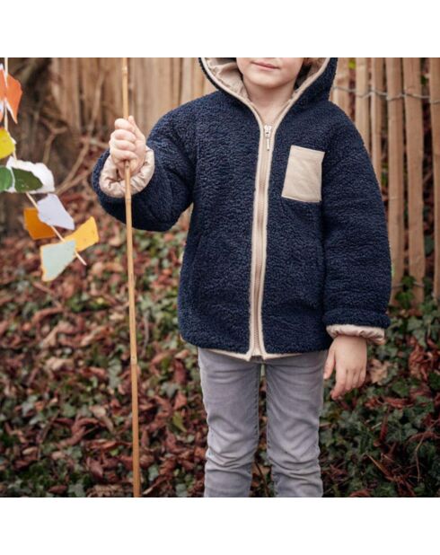Manteau Façon Fourrure Babou bleu marine
