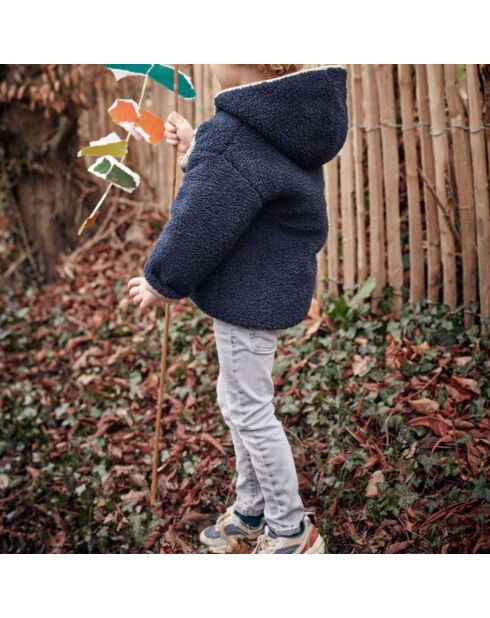 Manteau Façon Fourrure Babou bleu marine