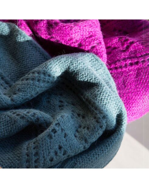 Echarpe en Laine Mérinos mélangée et Mohair Giulia rose fuschia