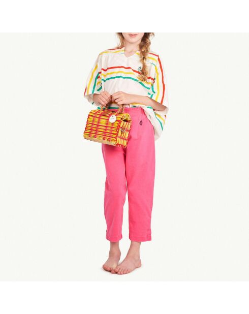Blouse 100% Laine Mérinos Lamb écru/multicolore