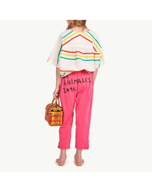 Blouse 100% Laine Mérinos Lamb écru/multicolore