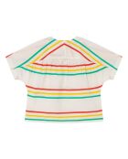 Blouse 100% Laine Mérinos Lamb écru/multicolore
