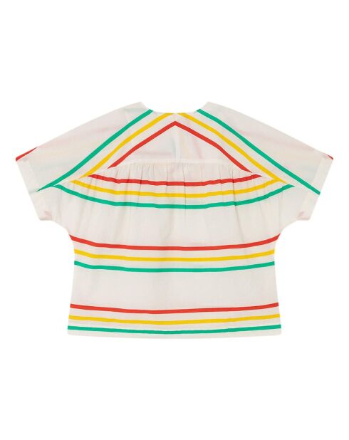 Blouse 100% Laine Mérinos Lamb écru/multicolore