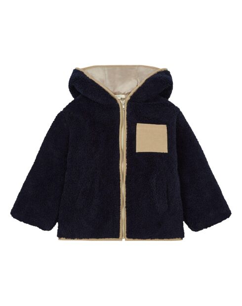 Manteau Façon Fourrure Babou bleu marine