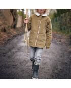 Manteau en Velours Côtelé Fourré Brunette vert kaki