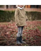 Manteau en Velours Côtelé Fourré Brunette vert kaki