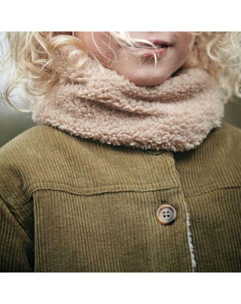 Manteau en Velours Côtelé Fourré Brunette vert kaki