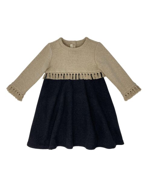 Robe Maille Bicolore beige/noir