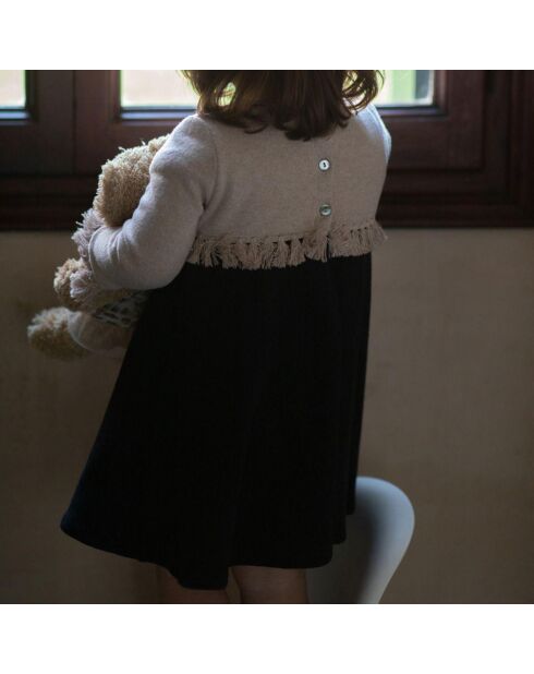 Robe Maille Bicolore beige/noir