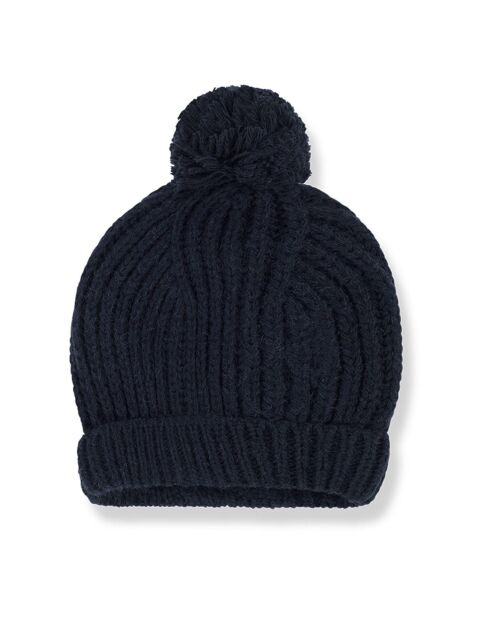 Bonnet à Pompon en Laine mélangée Kai bleu marine