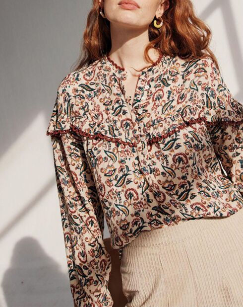 Camiliana ecru/mehrfarbige Bluse