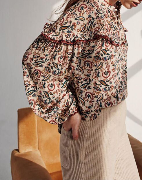 Camiliana ecru/mehrfarbige Bluse