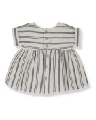 Robe manches courtes Josephine bleu/écru