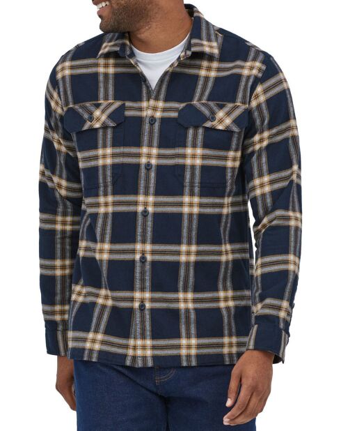 Camicia a quadri in flanella MW Fjord in cotone biologico blu marino