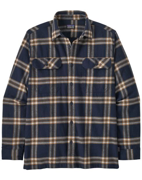 Chemise Carreaux MW Fjord Flannel en Coton Bio bleu marine