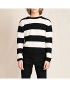 Pull en Laine Merinos mélangée Michel noir/blanc