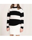 Pull en Laine Merinos mélangée Michel noir/blanc