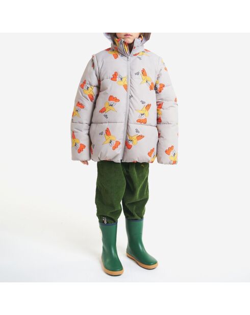 Doudoune Matières Recyclées Coqs gris