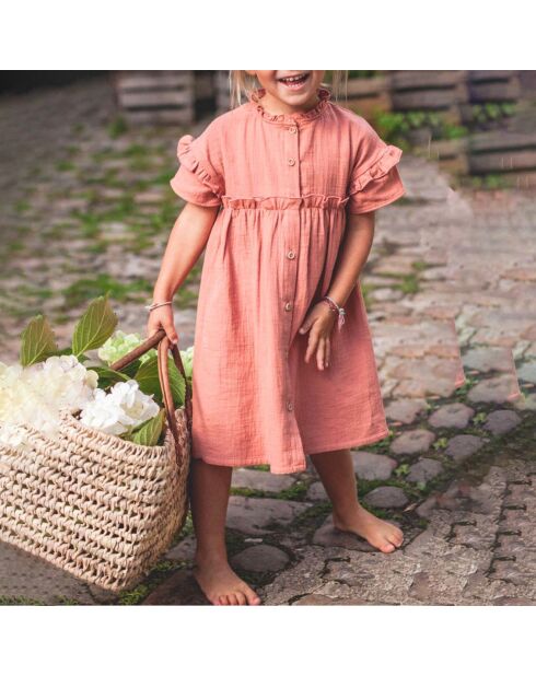 Robe en Gaze de Coton Zoé rose