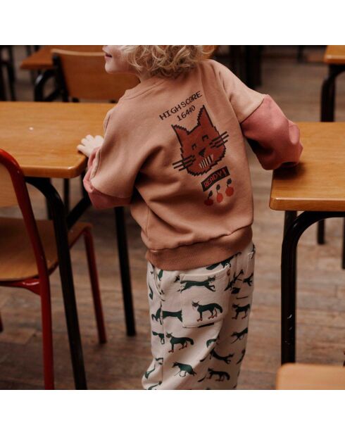 Camelfarbenes zweifarbiges Sweatshirt aus Biobaumwolle