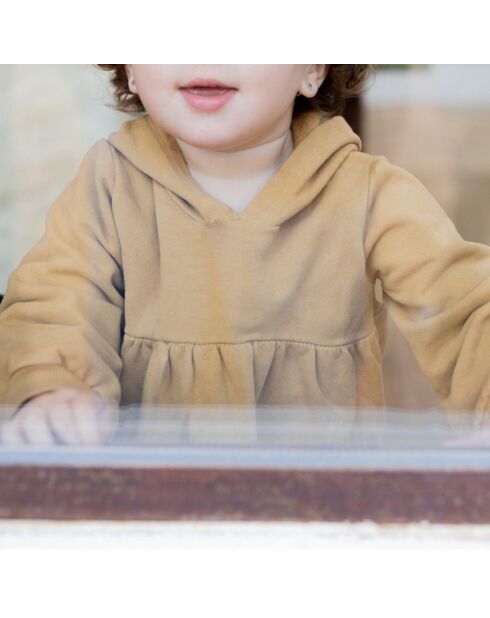 Robe à capuche Valentina jaune moutarde