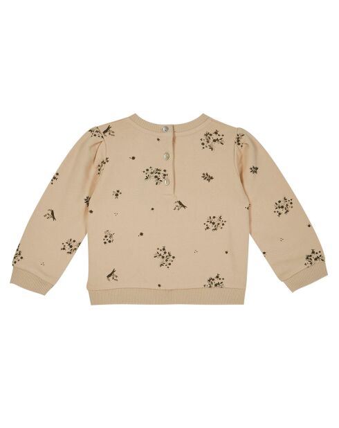Sweat en  Coton Bio Fleuri beige