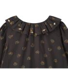 Blouse Fleurs gris anthracite