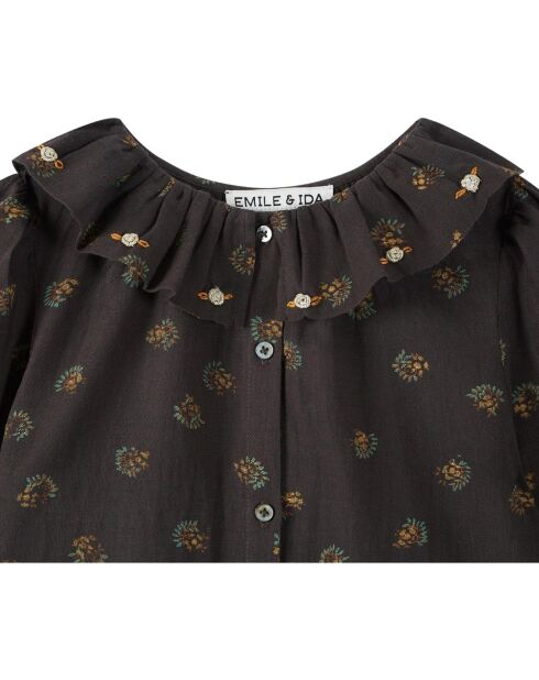 Blusa floreale grigio antracite